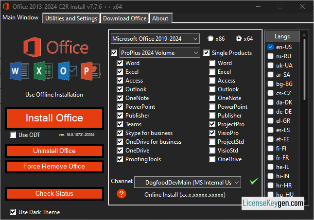 Office 2013-2024 C2R Install Lite v7.7.7 (x64)